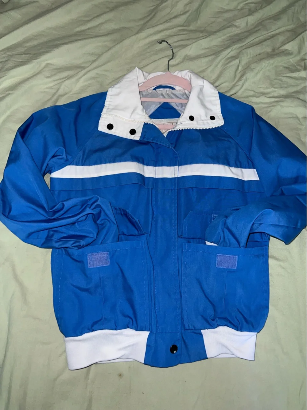 Vintage 1980s Whitefish Bay full-zip unisex bomber jacket  Blue/White Pockets S